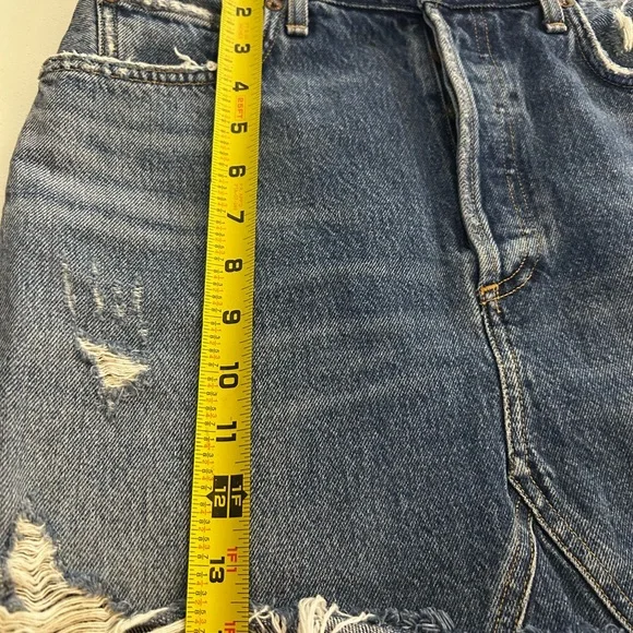 Agolde Distressed Denim Mini Skirt - Blue - Picture 5 of 10